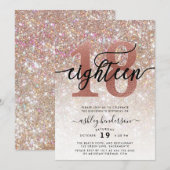 18e verjaardag Champagne Glitter Kaart (Voorkant / Achterkant)