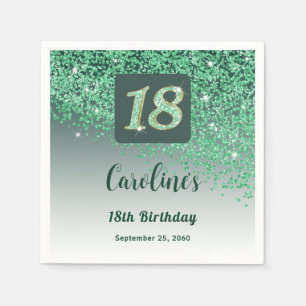 18e verjaardag Chic Green Glitter Servet