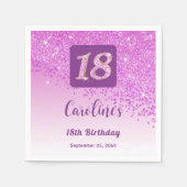 18e verjaardag Chic Pink Glitter servetten (Voorkant)