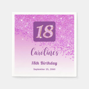 18e verjaardag Chic Pink Glitter servetten
