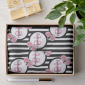 18e verjaardag chic roze rozen zwarte witte strepe tissuepapier (Geschenk)