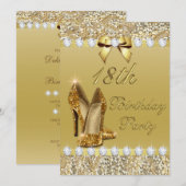 18e Verjaardag Classy Gold Heels Sequins Diamonds Kaart (Voorkant / Achterkant)