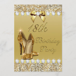 18e Verjaardag Classy Gold Heels Sequins Diamonds Kaart