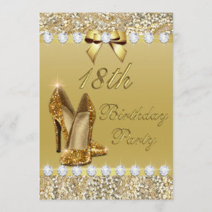 18e verjaardag Classy Gold Heels Sequins Diamonds Kaart