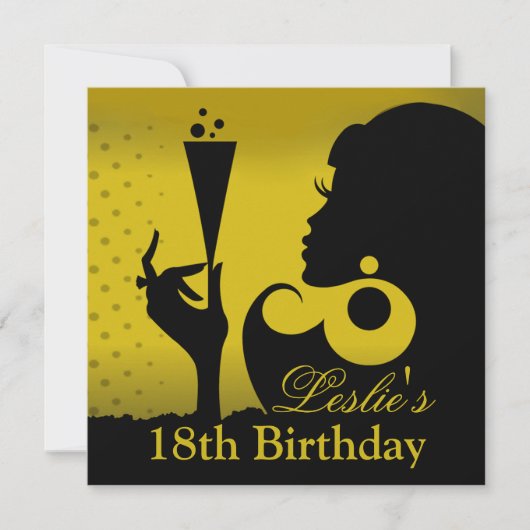 18e verjaardag Cocktailparty geel Kaart (Voorkant)