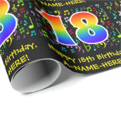 18e verjaardag: Colorful Music Symbols, Rainbow 18 Cadeaupapier (Rol Hoek)