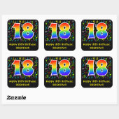 18e verjaardag: Colorful Music Symbols, Rainbow 18 Vierkante Sticker (Vel)
