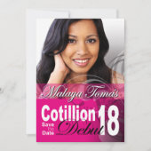 18e verjaardag Cotillion Debut Sparen de Datum Fot Save The Date (Voorkant)