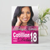 18e verjaardag Cotillion Debut Sparen de Datum Fot Save The Date (Staand voorkant)