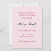 18e verjaardag Cotillion Debut Sparen de Datum Fot Save The Date (Achterkant)