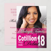 18e verjaardag Cotillion Debut Sparen de Datum Fot Save The Date (Voorkant / Achterkant)