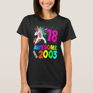 18e verjaardag Dabbing Unicorn Feest  18 Jaar oud T-shirt