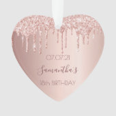 18e verjaardag decor roos goud glitter ornament (voorkant)