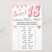 18e verjaardag Dit of dat spel (Voorkant / Achterkant)