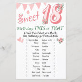 18e verjaardag Dit of dat spel (Voorkant)