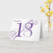 18e verjaardag, dochter, grote paarse tekst, wit. kaart (Gele Bloem)
