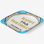 18e verjaardag Elegant Blue Gold Papieren Bordje (Gebogen)