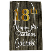 18e verjaardag: Elegant Faux Gold Kijk #, Faux Woo Medium Cadeauzakje (Voorkant)