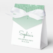 18e Verjaardag Elegante Groene Glitter Drip Script Bedankdoosjes (Voorkant Zijde)