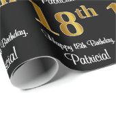 18e Verjaardag: Elegante Luxe Faux Gold Look # Cadeaupapier (Rol Hoek)