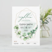 18e verjaardag Eucalyptus Elegant Modern Groen Kaart (Staand voorkant)