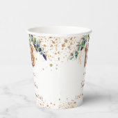 18e verjaardag eucalyptus greenery glitter monogra papieren bekers (Rechts)