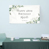 18e verjaardag Eucalyptus Greenery Modern Welcome Spandoek (Beurs)