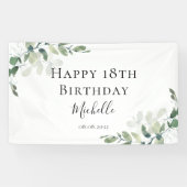 18e verjaardag Eucalyptus Greenery Modern Welcome Spandoek (Horizontaal)