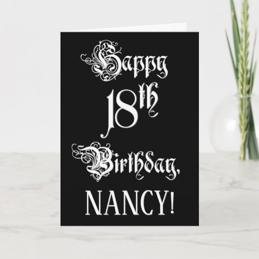 18e verjaardag: Fancy, elegant script + aangepaste Kaart (Voorkant)