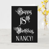 18e verjaardag: Fancy, elegant script + aangepaste Kaart (Gele Bloem)