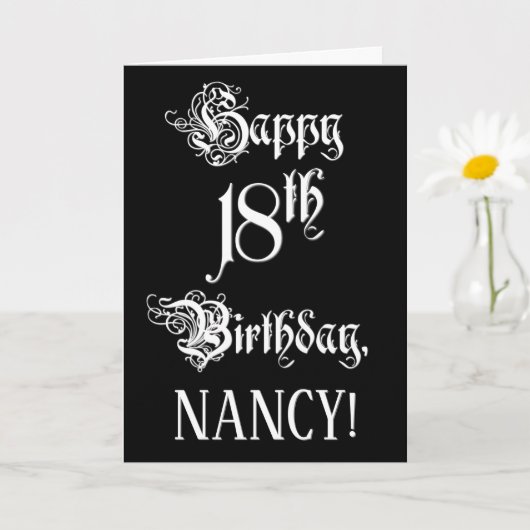 18e verjaardag: Fancy, elegant script + aangepaste Kaart (Kleine Plant)