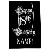 18e verjaardag: Fancy, elegant script + aangepaste Medium Cadeauzakje (Achterkant)