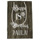 18e verjaardag: Fancy, Faux Wood Kijk + Aangepaste Medium Cadeauzakje (Voorkant)