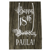 18e verjaardag: Fancy, Faux Wood Kijk + Aangepaste Medium Cadeauzakje (Achterkant)