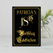 18e verjaardag — Fancy script en aangepaste naam Folie Uitnodiging (Staand Voorkant)