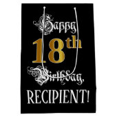 18e verjaardag ~ Fancy script; Faux Gold look; naa Medium Cadeauzakje (Achterkant)