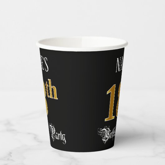 18e verjaardag — Fancy script, Faux Gold look Papieren Bekers (Links)