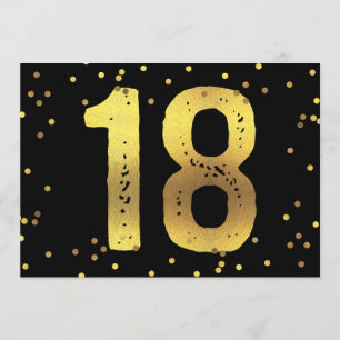 18e verjaardag Faux Gold Foil Confetti Black Kaart