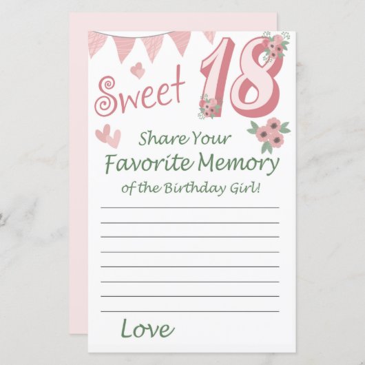 18e verjaardag Favoriete herinnering van de verjaa (Voorkant / Achterkant)
