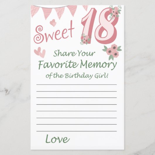 18e verjaardag Favoriete herinnering van de verjaa (Voorkant)