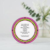 18e Verjaardag Feest Ronde Neon Kaleidoscoop Kaart (Staand voorkant)