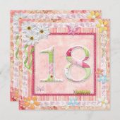 18e verjaardag feest scrapbooking stijl kaart (Voorkant / Achterkant)