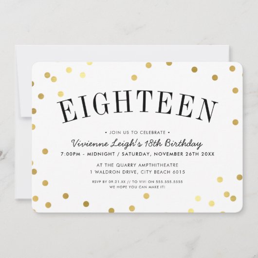 18E VERJAARDAG FEEST stijlvolle gouden confetti vl Kaart (Voorkant)