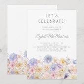 18e Verjaardag Feest Voorjaar Waterverf Bloemen Kaart (Voorkant / Achterkant)