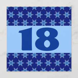 18e verjaardag Festive Blue Stars W874 Kaart