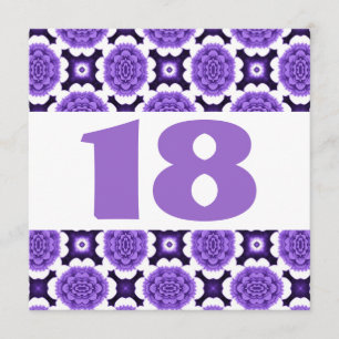 18e verjaardag Festive Purple Flowers W934 Kaart