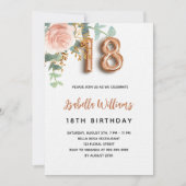 18e verjaardag floraal roos goud eucalyptus luxe kaart (Voorkant)