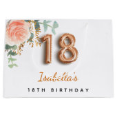 18e verjaardag floraal roos goud eucalyptusverjaar groot cadeauzakje (Voorkant)