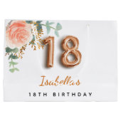 18e verjaardag floraal roos goud eucalyptusverjaar groot cadeauzakje (Achterkant)