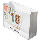 18e verjaardag floraal roos goud eucalyptusverjaar groot cadeauzakje (Voorkant Gekanteld)